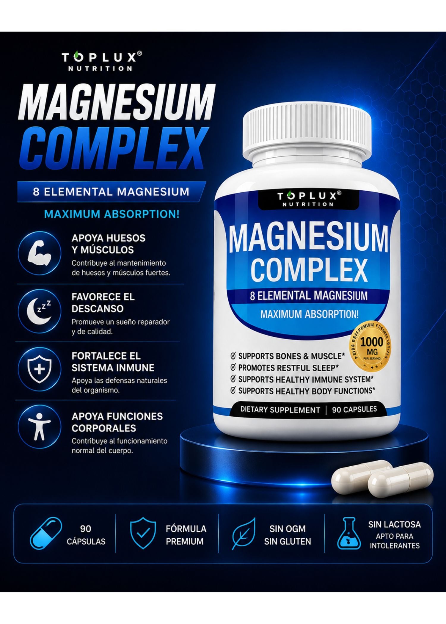 MAGNESIUM COMPLEX™ TOPLUX | MAGNESIO PREMIUM DE ALTA CALIDAD